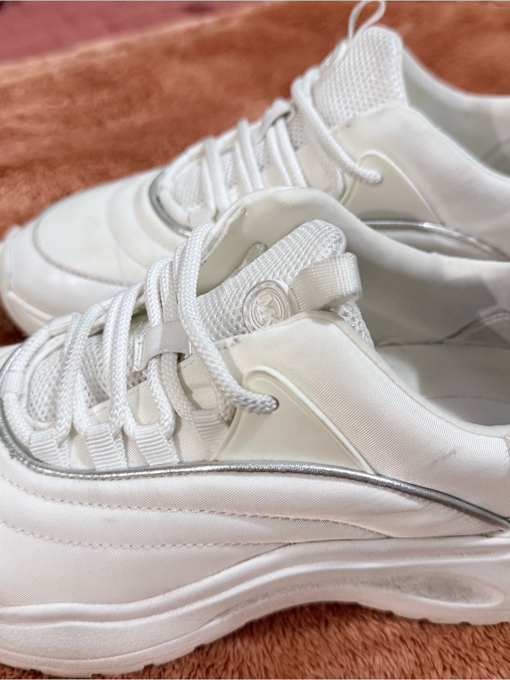 Michael Kors White Sneakers with Silver Accent